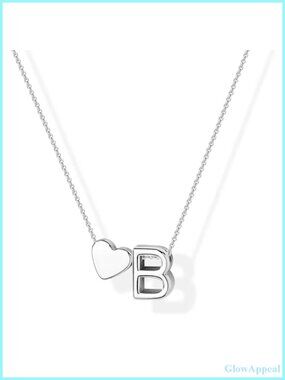 14K Gold Plated Heart Initial Necklace | Women Teen Adjustable